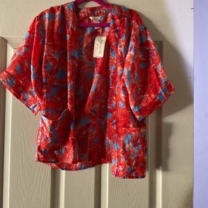 Forever 21 Red and Blue Floral Kimono